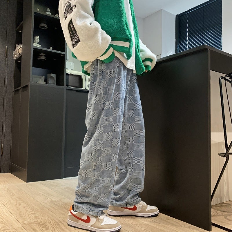 Straight Jeans Men'S Fashion Brand Pants High Street Ins Korean Fashion Loose Wide Leg Pants A Generation Of Hair - Image 4